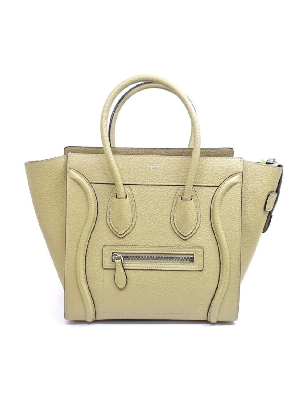 Celine Luggage Micro Dune Beige Handbag Silver